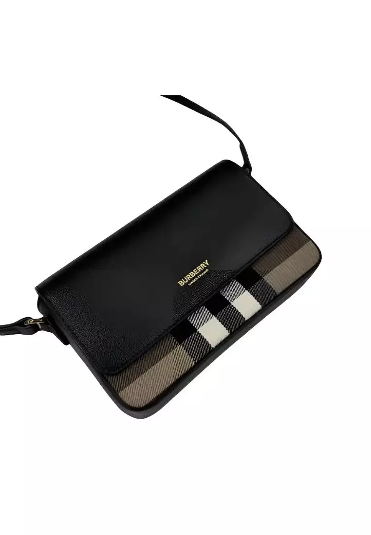 New Hampshire Check Canvas & Leather Crossbody Bag in Black 81072691