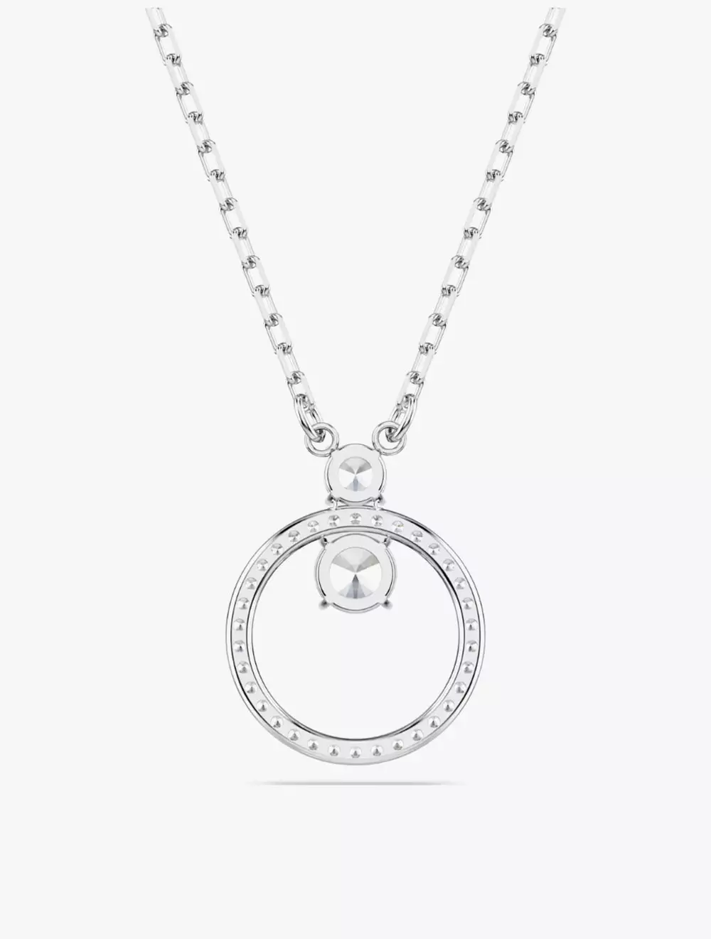 Constella Pendant, Pavé, Round Cut, White, Rhodium Plated - White