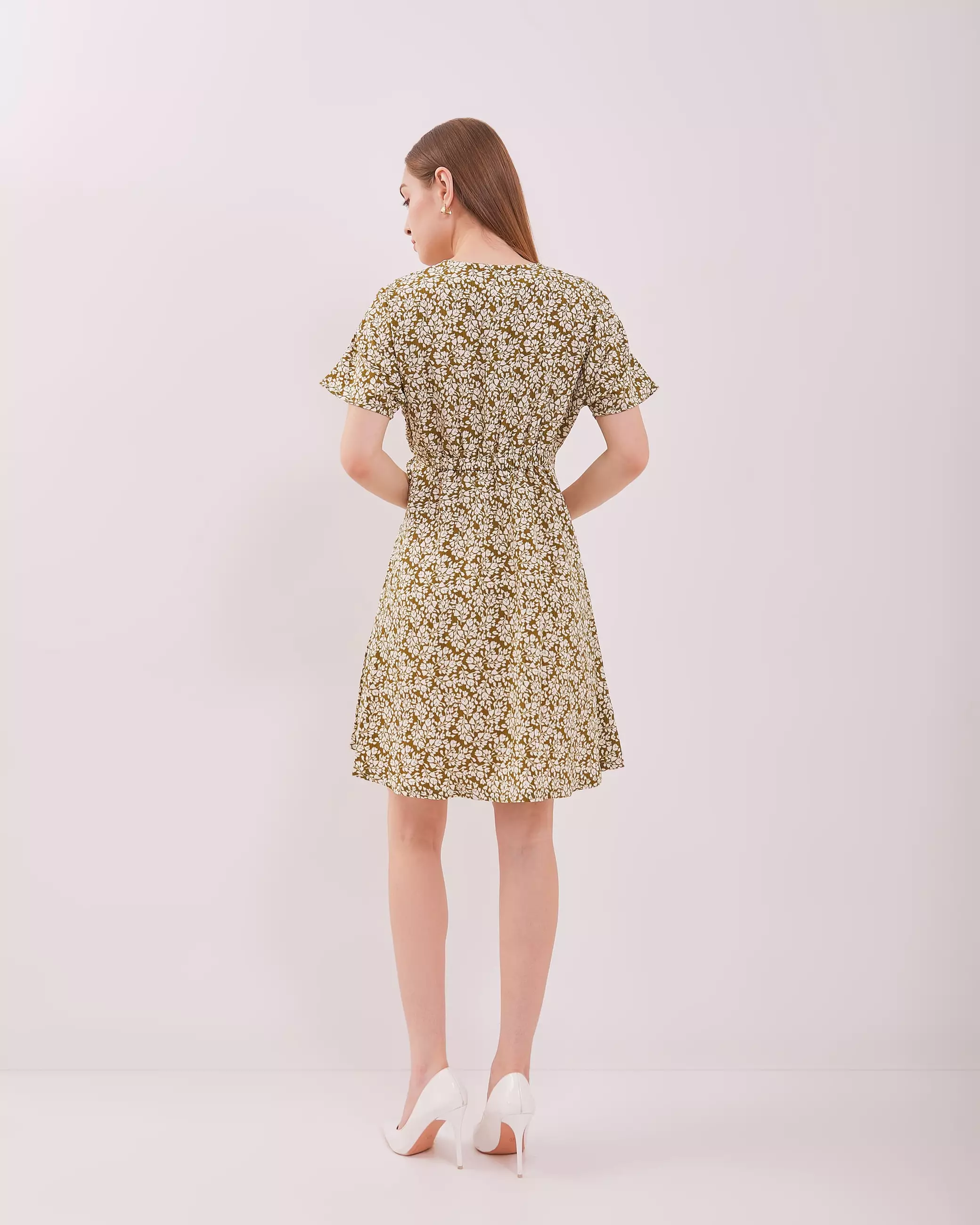 Urban Exchange Josie Dress Green - Printed Dress Green Korean Style