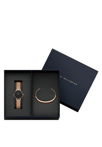 Daniel Wellington Gift Set - Petite Melrose Black 28mm Watch women + Classic Bracelet Rose Gold Small 2021 | Buy Daniel Wellington Online | ZALORA Hong Kong