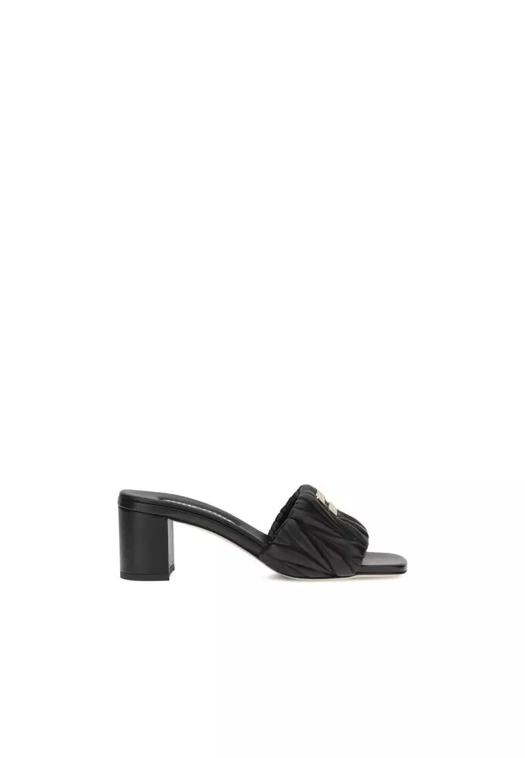 FLAT SANDALS IN BLUE SUEDE AND LAMBSKIN