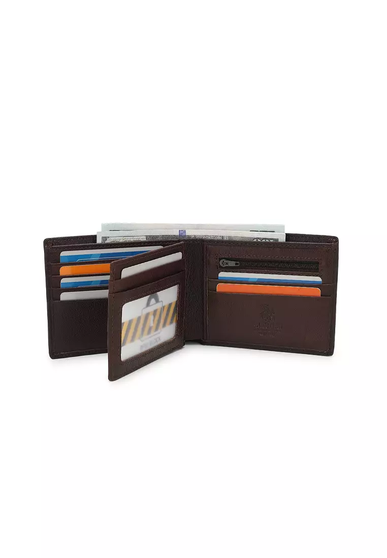 Men's Genuine Leather RFID Blocking Fortune Wallet (Genuine 皮具錢包) - 棕色