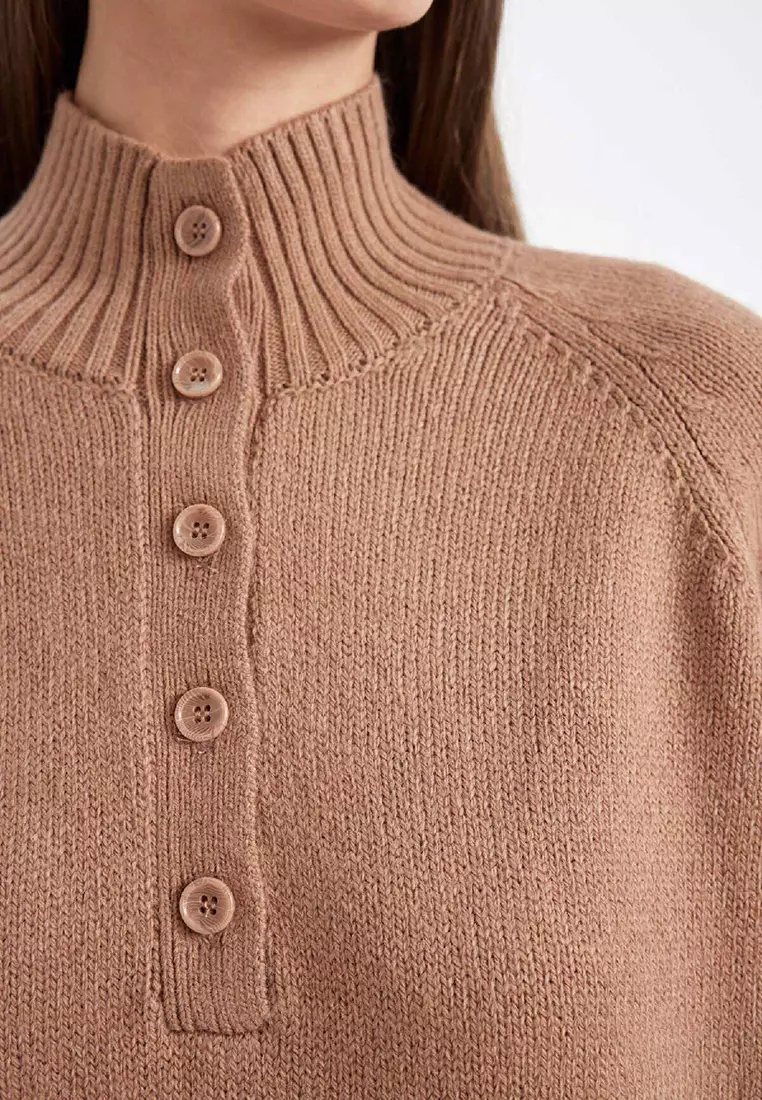 DeFacto High Neck Button Knitwear Sweater 2025 | Buy DeFacto