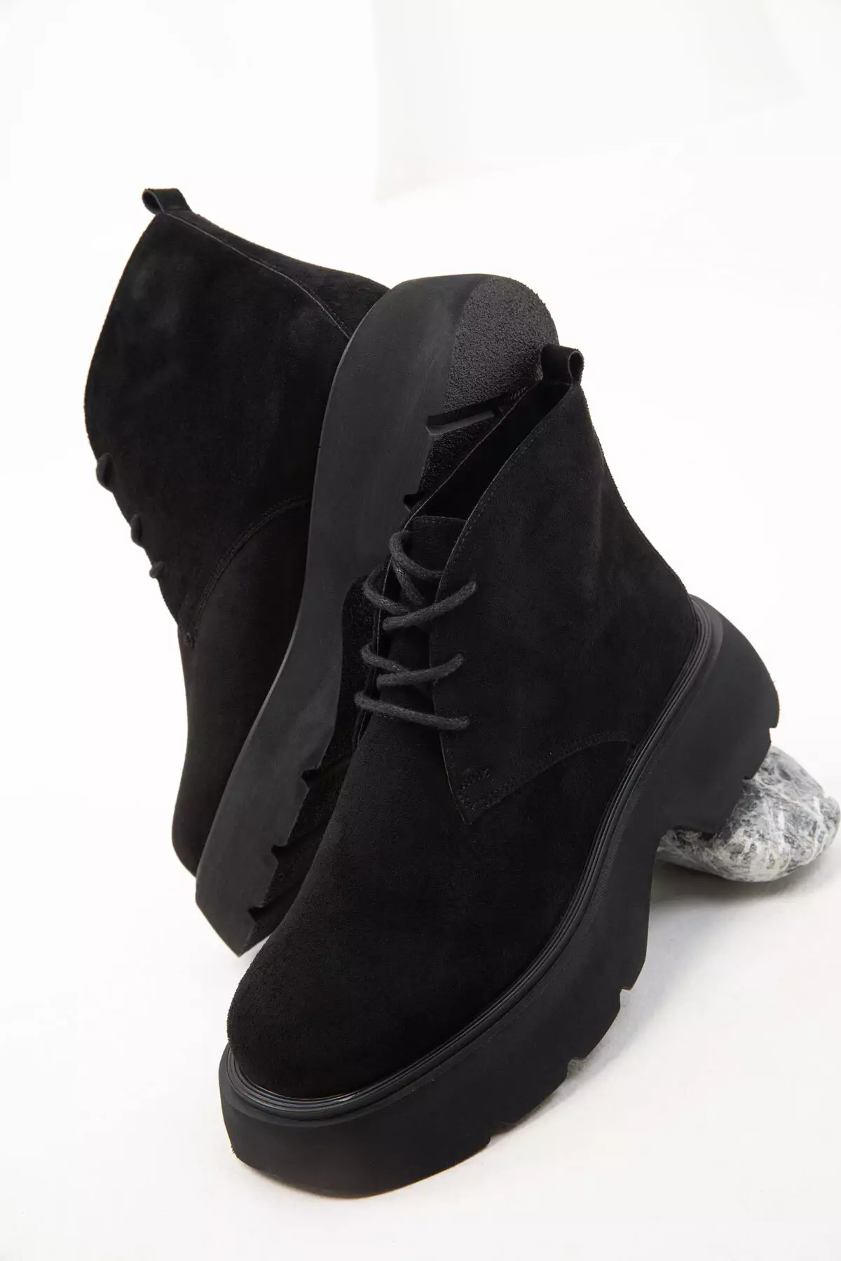 Black Suede Women's Boots - 19928 Model Bootie