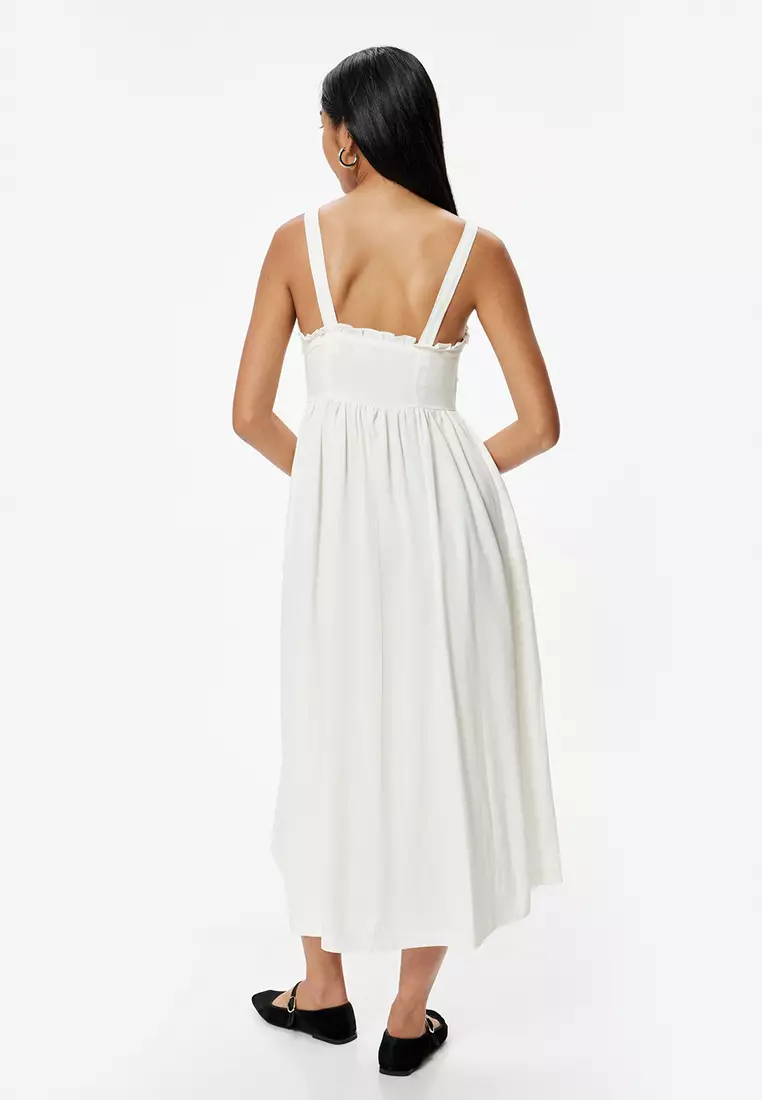 satin a line dress with strappy lace up back Abbey Lace-Up Slit A-Line Satin Formal Dress main image 1