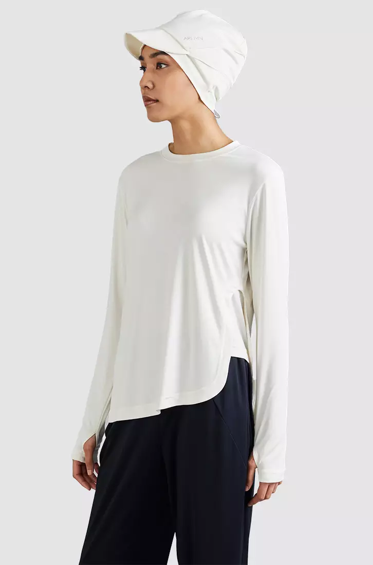 White long sleeve outlet sports top