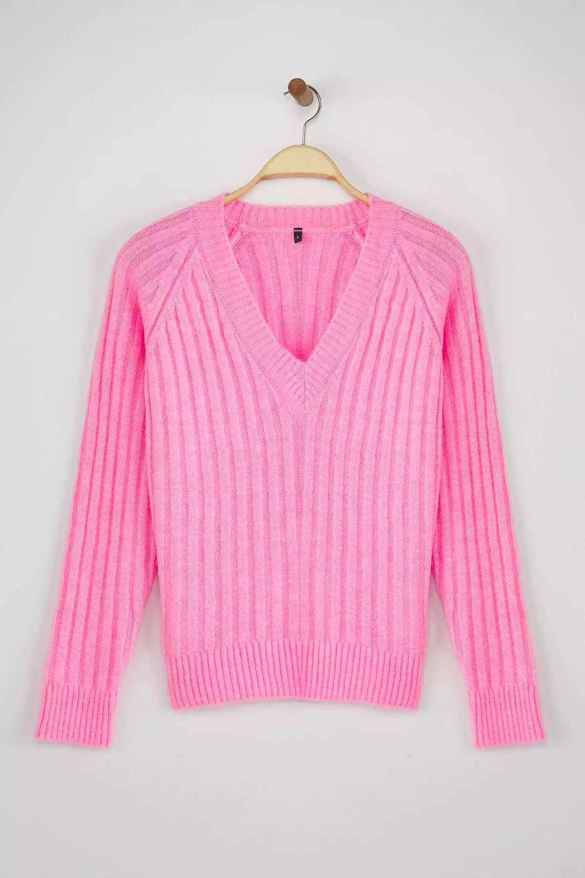 Wardrobe Essentials Pink Soft Textured Ribbed Knit Sweater