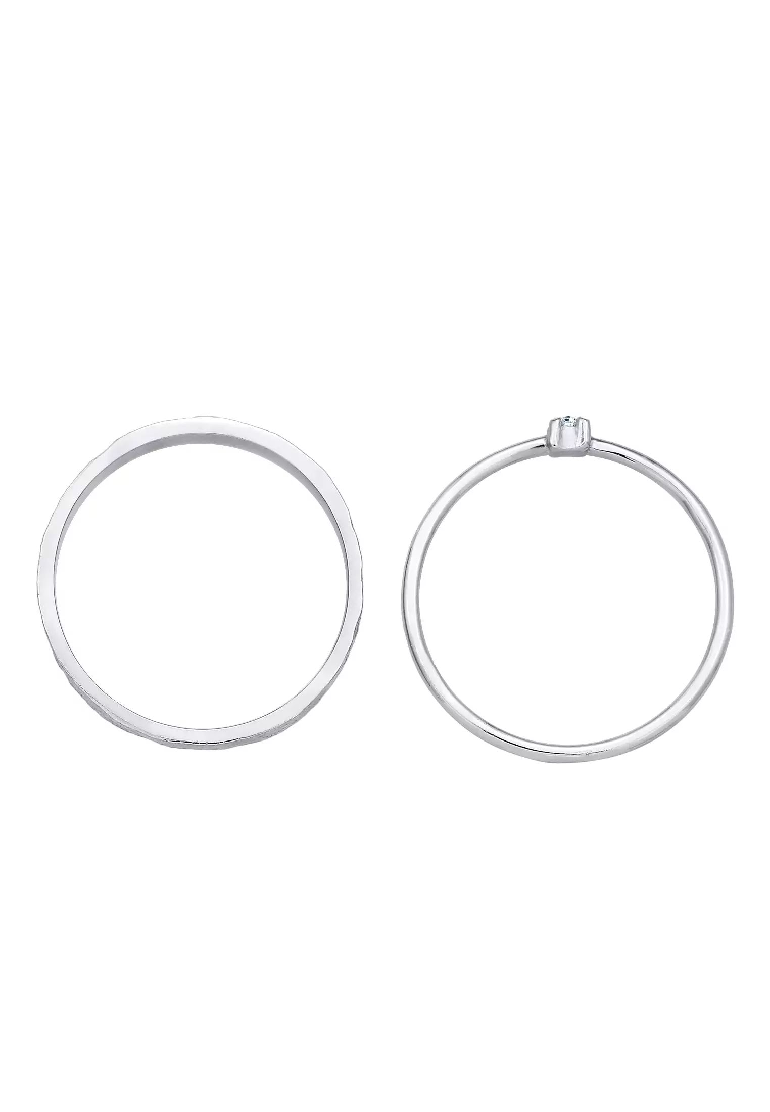 Ring Stack Set Of 2 Solitaire Glass Crystals
