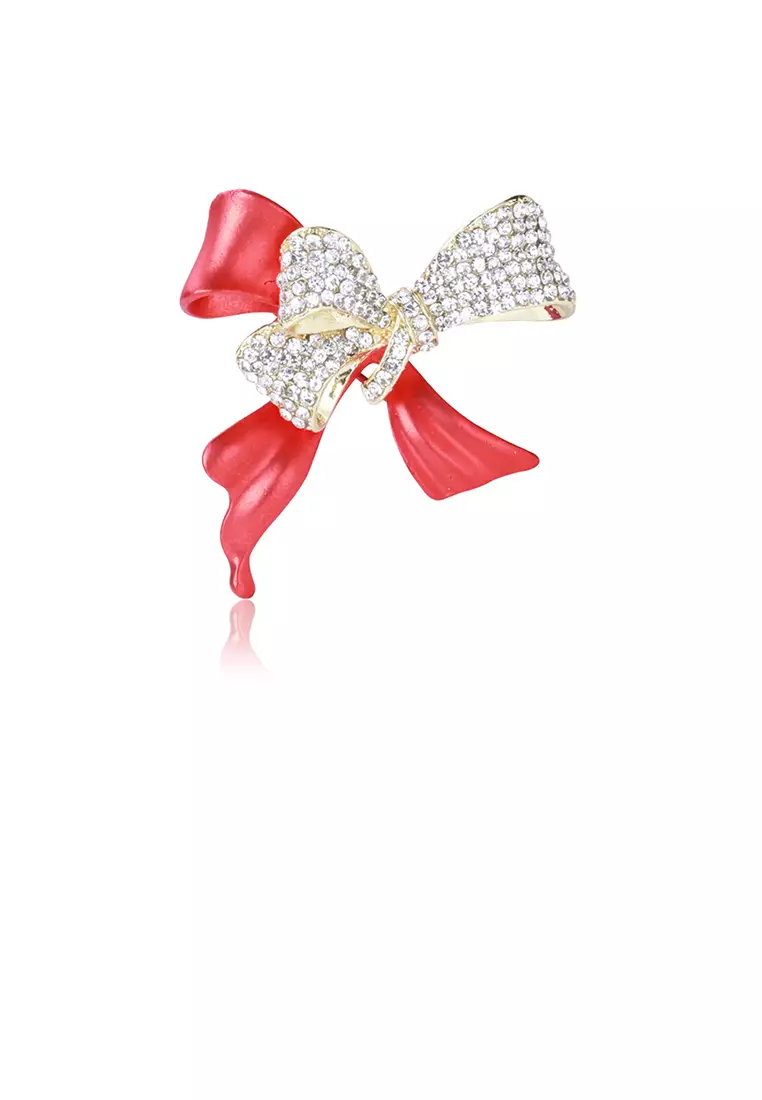 Red discount ribbon brooch