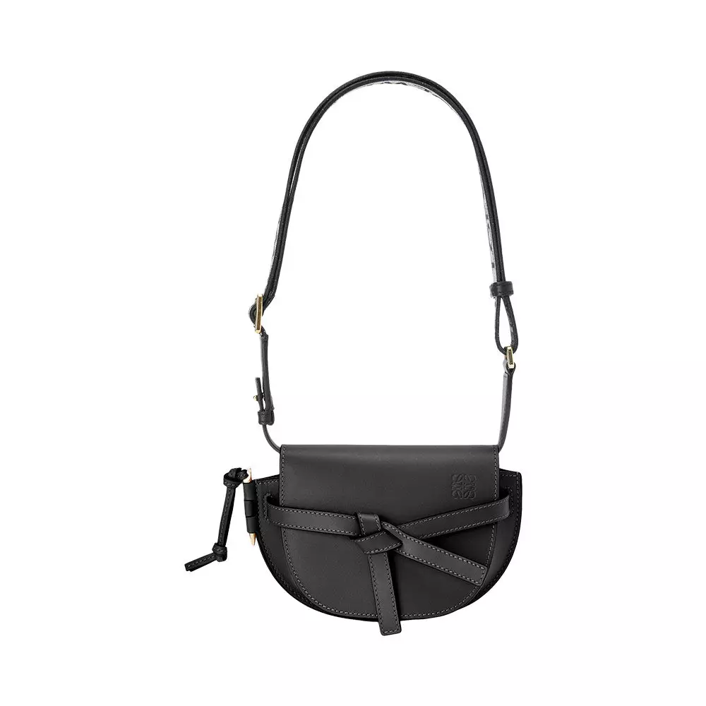 Mini Gate Dual Bag in Soft Calfskin Jacquard Black