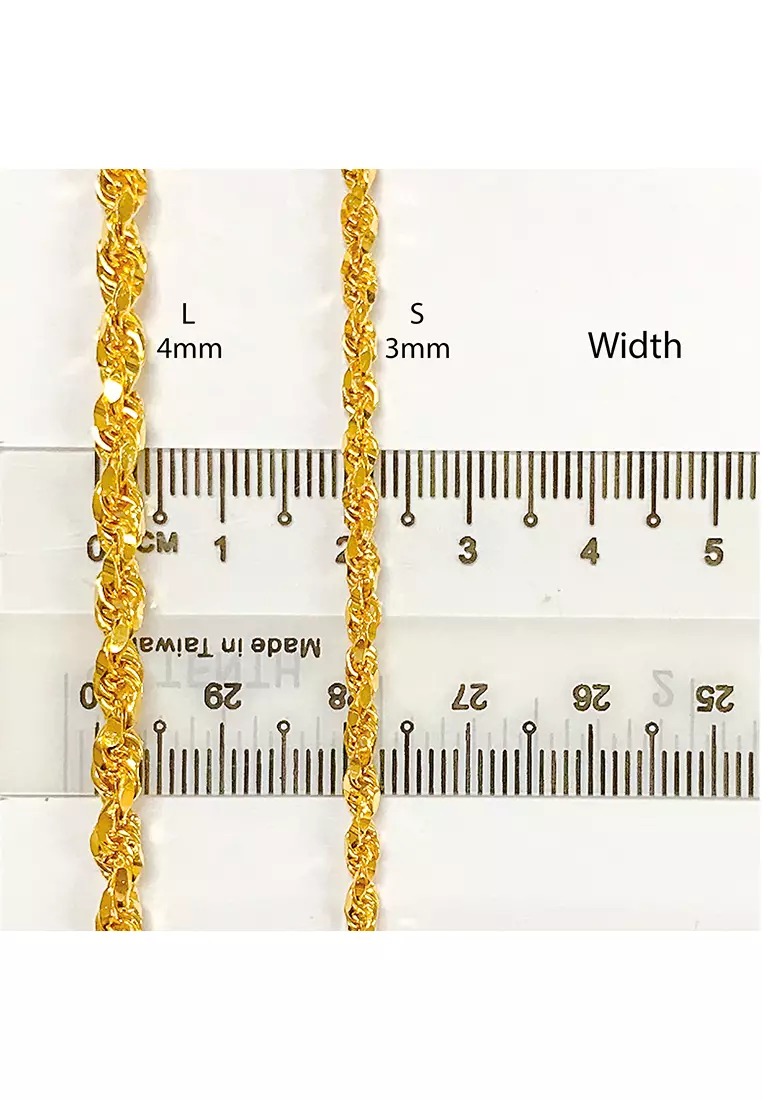 375/9K Gold Solid Rope Necklace R003 (4MM, 60CM)