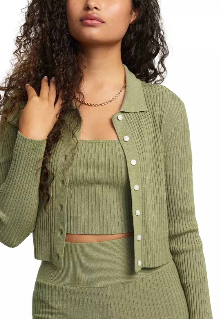Women Rose Namajunas Fever Rib Knit Fitted Cardigan