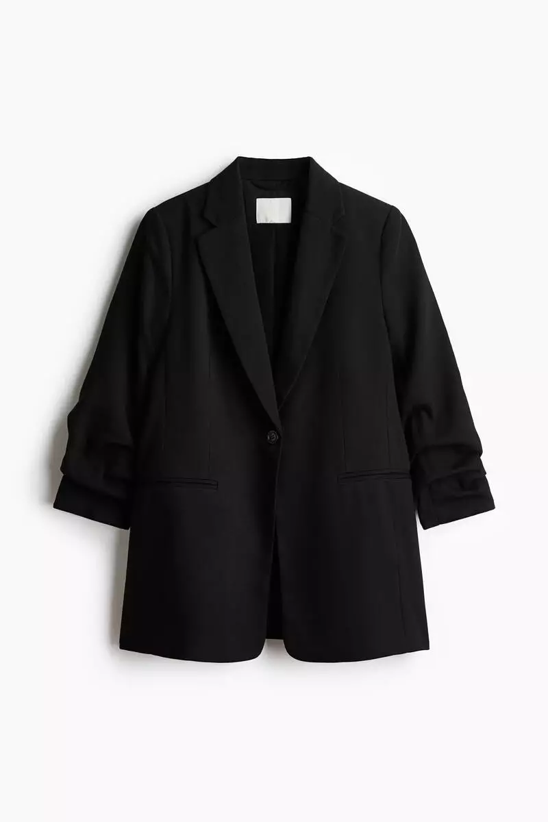 Gathered-sleeve blazer