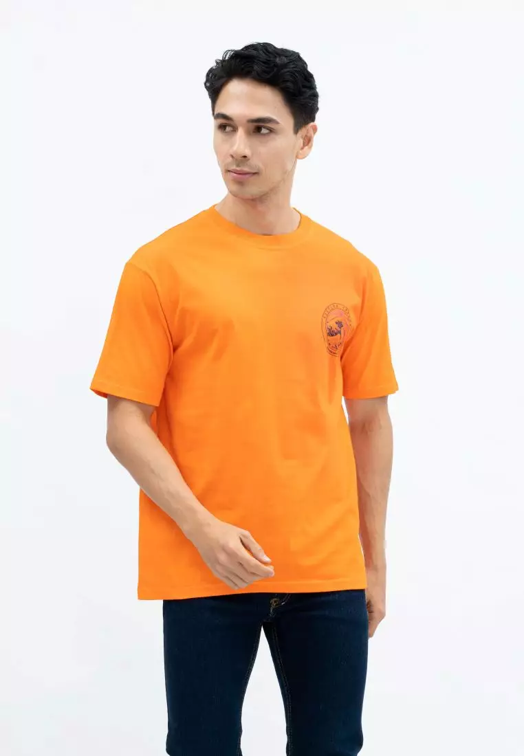 Houseofcuff T-shirt Kaos Motif Surfing Pendek Jingga Size S-4XL