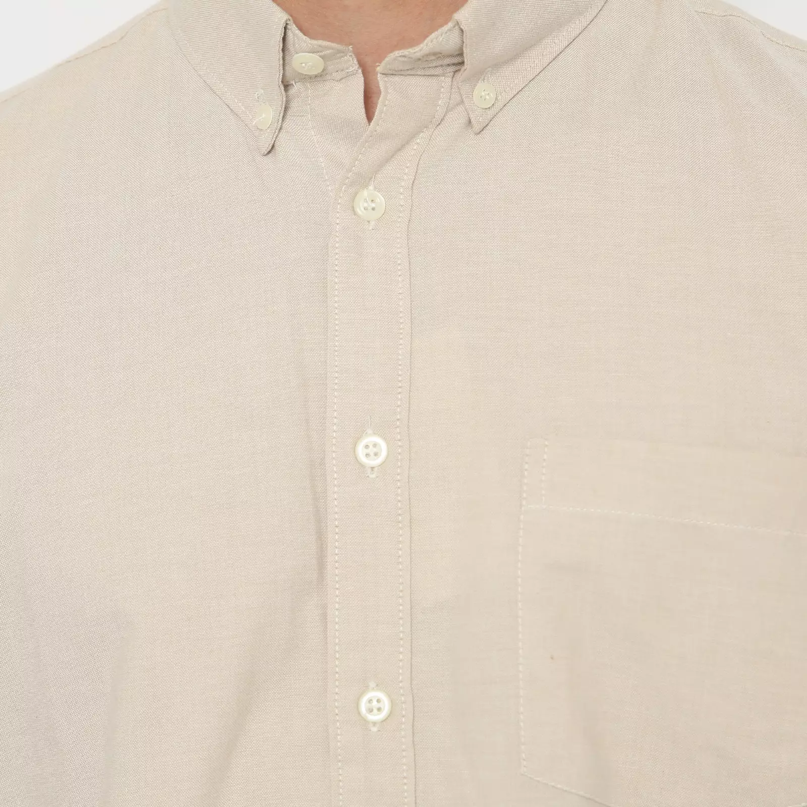 Platini Kemeja Pria Polos Lengan Pendek Katun Oxford Cream Nude 1069
