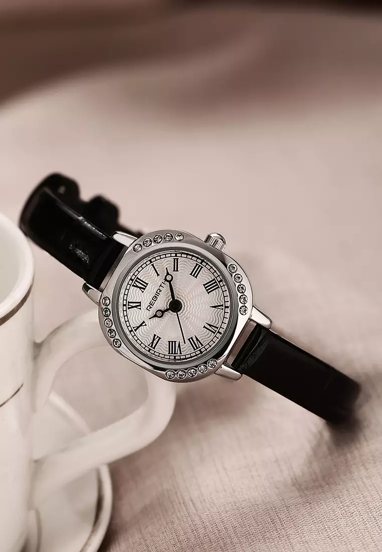 Jam Tangan Wanita Anti Air Original Korea Elegan Antik Style Jam Tangn Cewek Kecil Tali Kulit Black