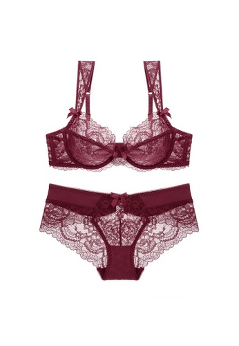 W.Excellence red Premium Red Lace Lingerie Set (Bra and Underwear) AE0A8USACDE90BGS_1