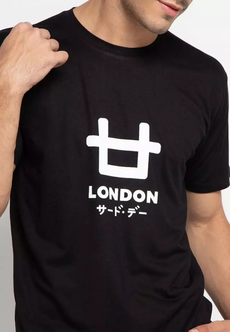 MTE90 Kaos Pria Unisex logoicon london T-shirt Hitam