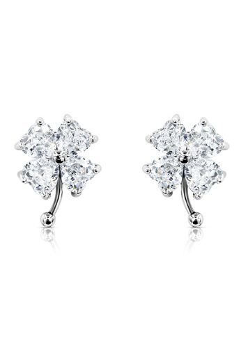 SO SEOUL silver Alette Four-Leaf Clover Heart Diamond Simulant Stud Earrings E4C57AC51F4C75GS_1