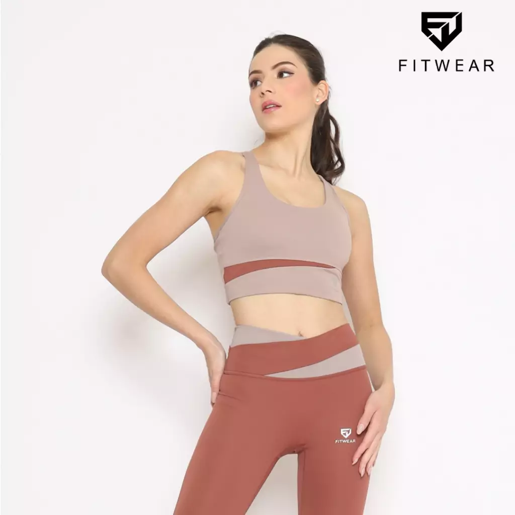 Fitwear - Sportbra Olahraga Wanita HERIN BRA 2TONE SEAMLESS - LATTE-BRICK