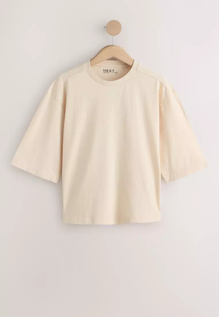 Relaxed Boxy Elbow Length Crew Neck T-Shirt 5 Pack