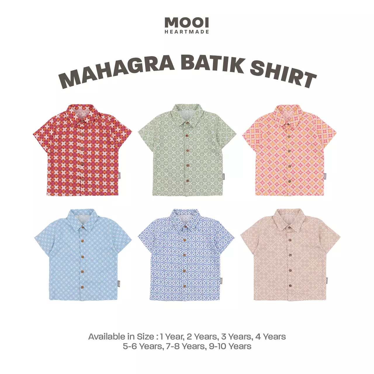 Mooi Atasan Batik Kemeja Anak Laki-Laki Mahagra Batik Shirt - Light Coral