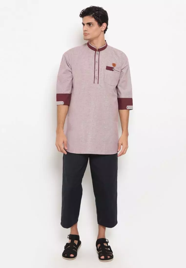 Zayidan Baju Koko Gamis Muslim Pria Nazran - Pink