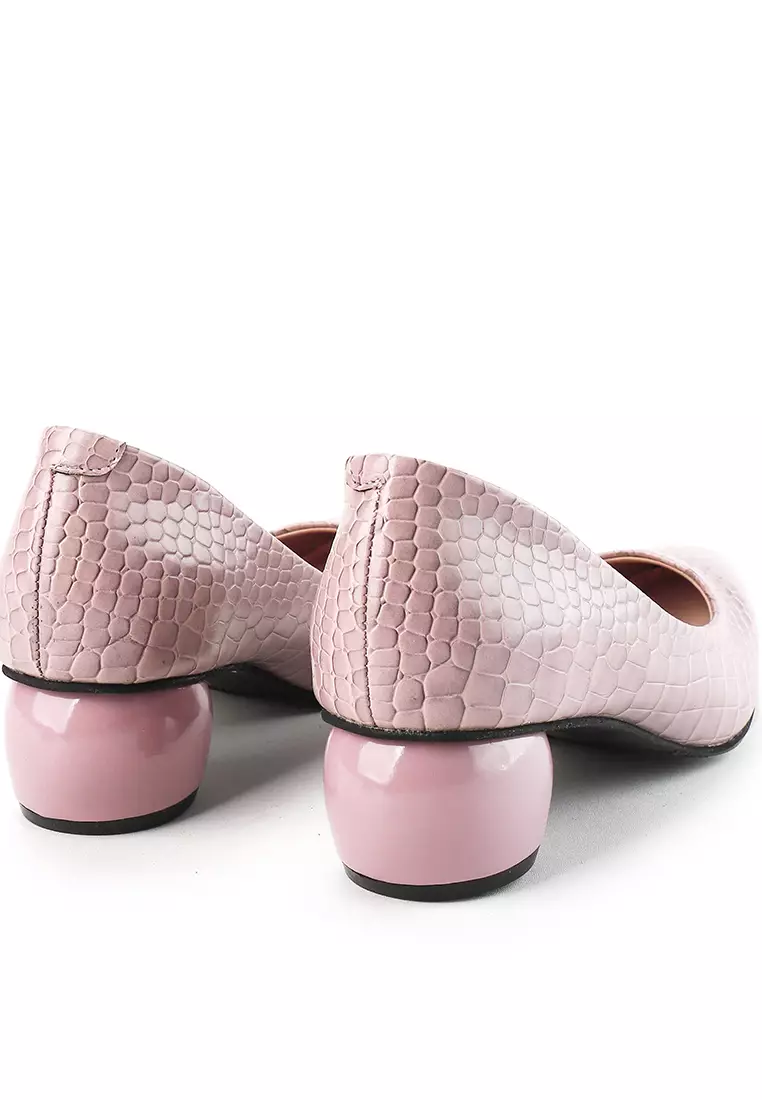 Celine Sepatu Pantofel Wanita Kantor Pumps - Pink purple Croco