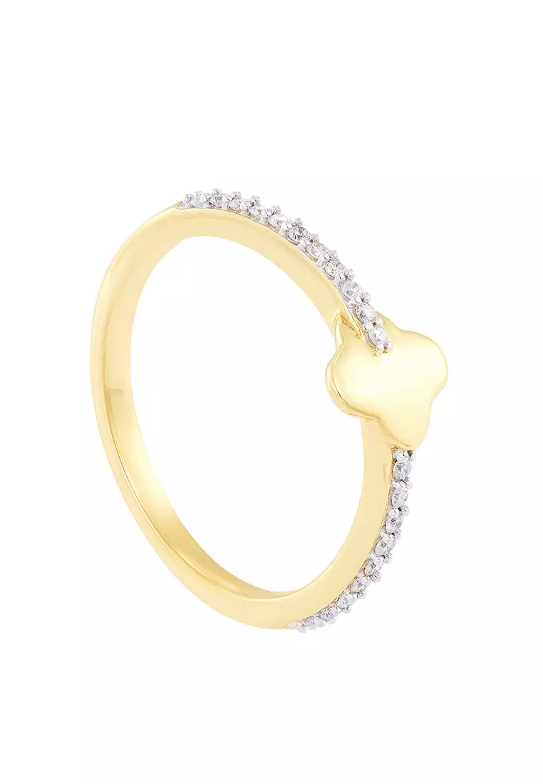 HABIB Clover Straight Band Diamond Ring in 375/9K Yellow Gold 265081022