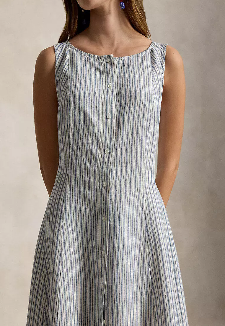 Striped Paneled Linen Dress