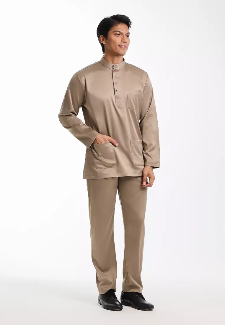 Alain Delon Baju Melayu Cekak Musang Dewasa - 19026005-82PetrifiedOakBrown