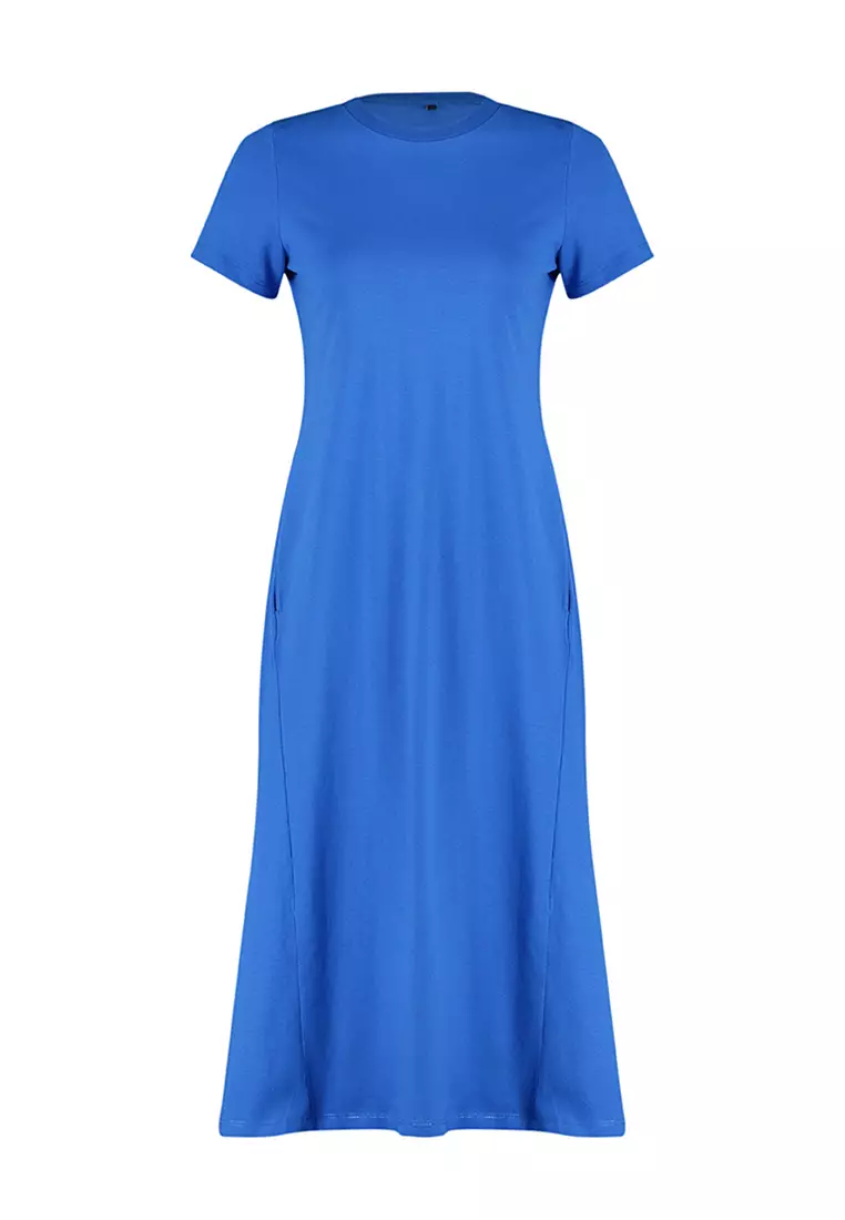 Cotton Round Neck Midi Dress