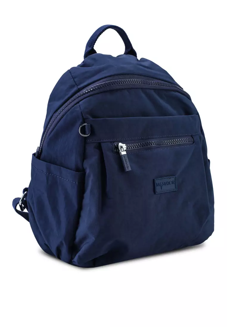 Crinkled Nylon Small Backpack