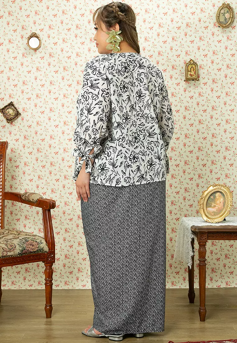 AAMILY PLUS SIZE PRINTED TOP WITH PAREO SKIRT SET