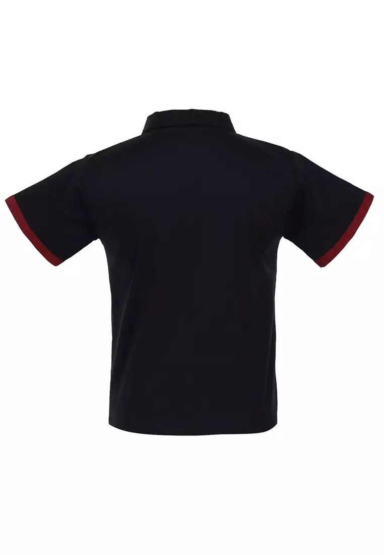 Juste Kemeja Formal Anak Laki-laki Motif Polos Kids Shirt Short Sleeve Material Cotton ORIGINAL - Black