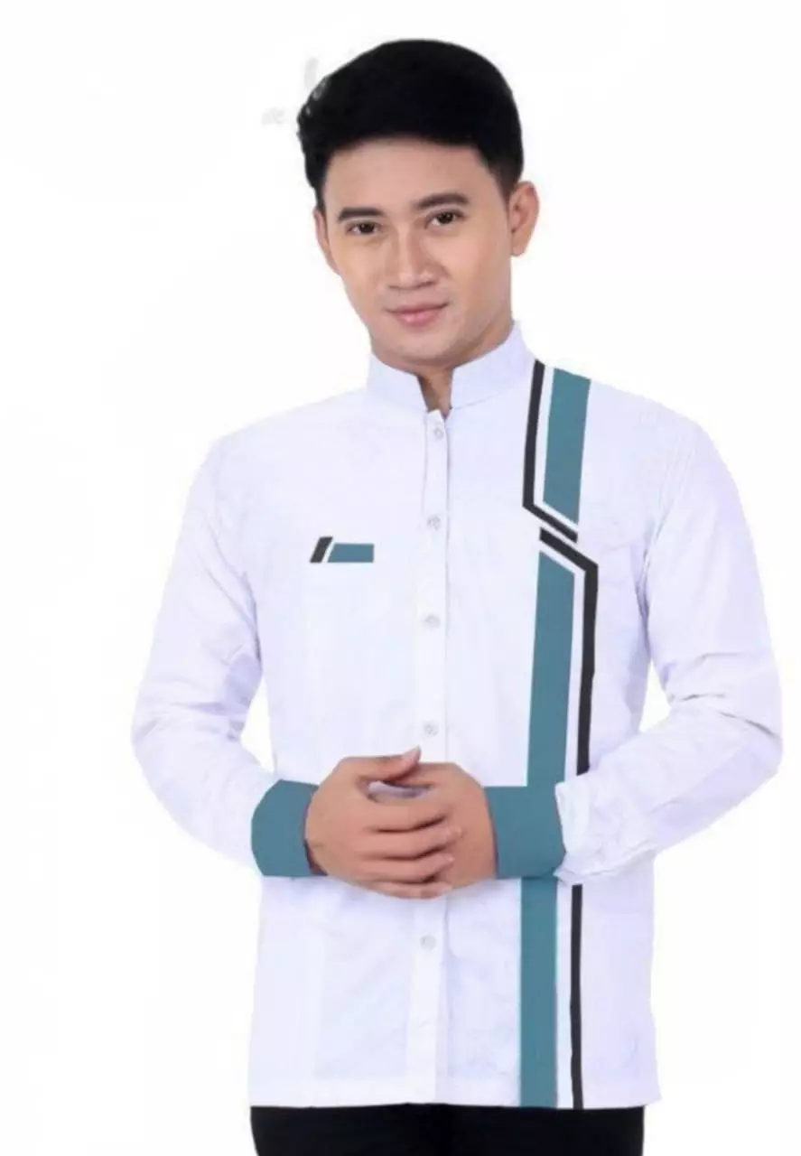 Bakrie Putih Tosca Koko Kombinasi Exclusive Pria Casual Modern Lengan Panjang ZA