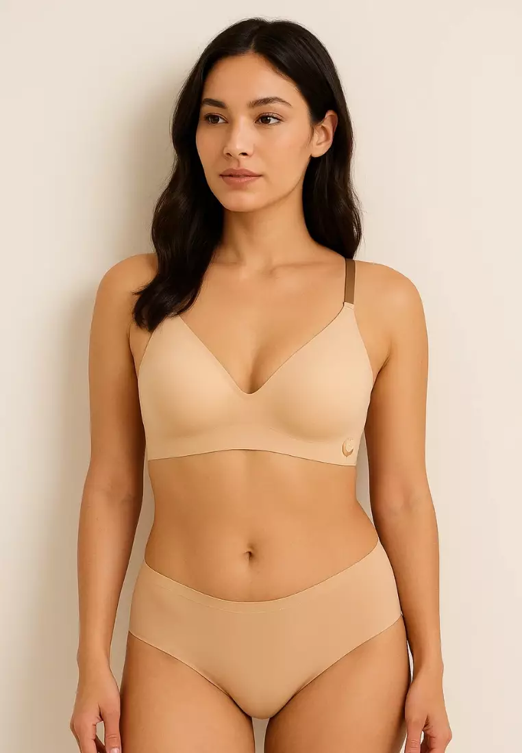 3 Pack Premium Olivia Seamless Wireless Paded Push Up Bra in Pink, Nude and Black