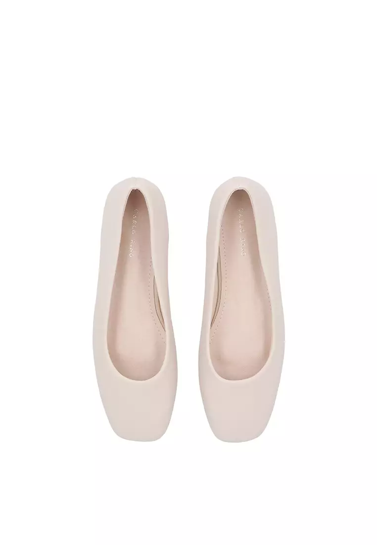 Beige Posie Eyelet Ballerinas