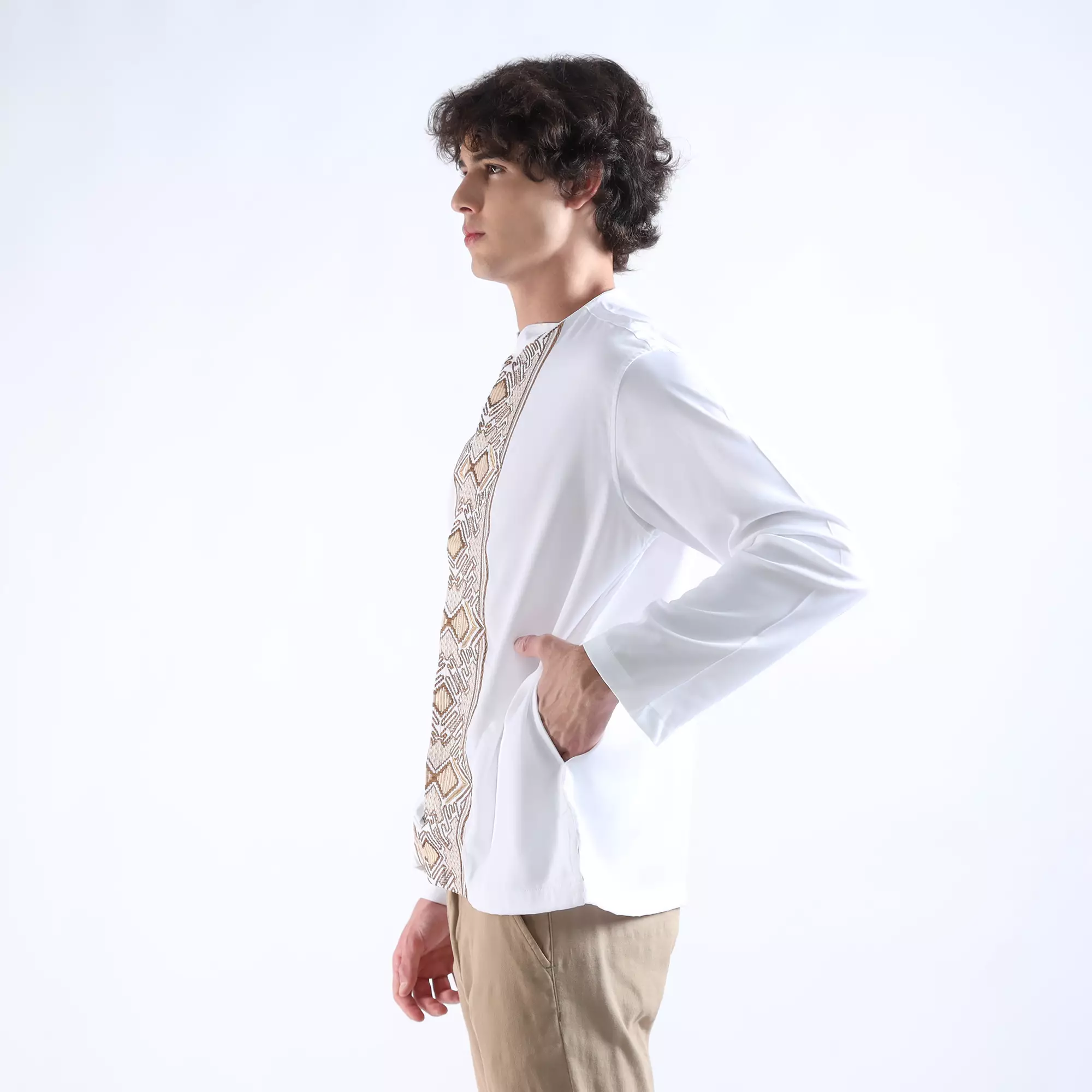 LARUSSO Dawn of Time - Kemeja Koko Bordir Lengan Panjang Pria - MARIE