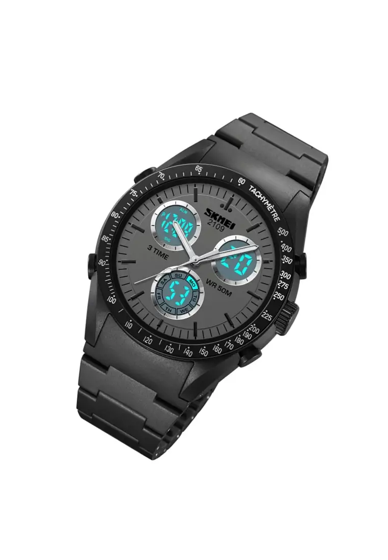 Jam Tangan Digital Analog Pria Sporty 3Time Material TPU Waterproof ORIGINAL