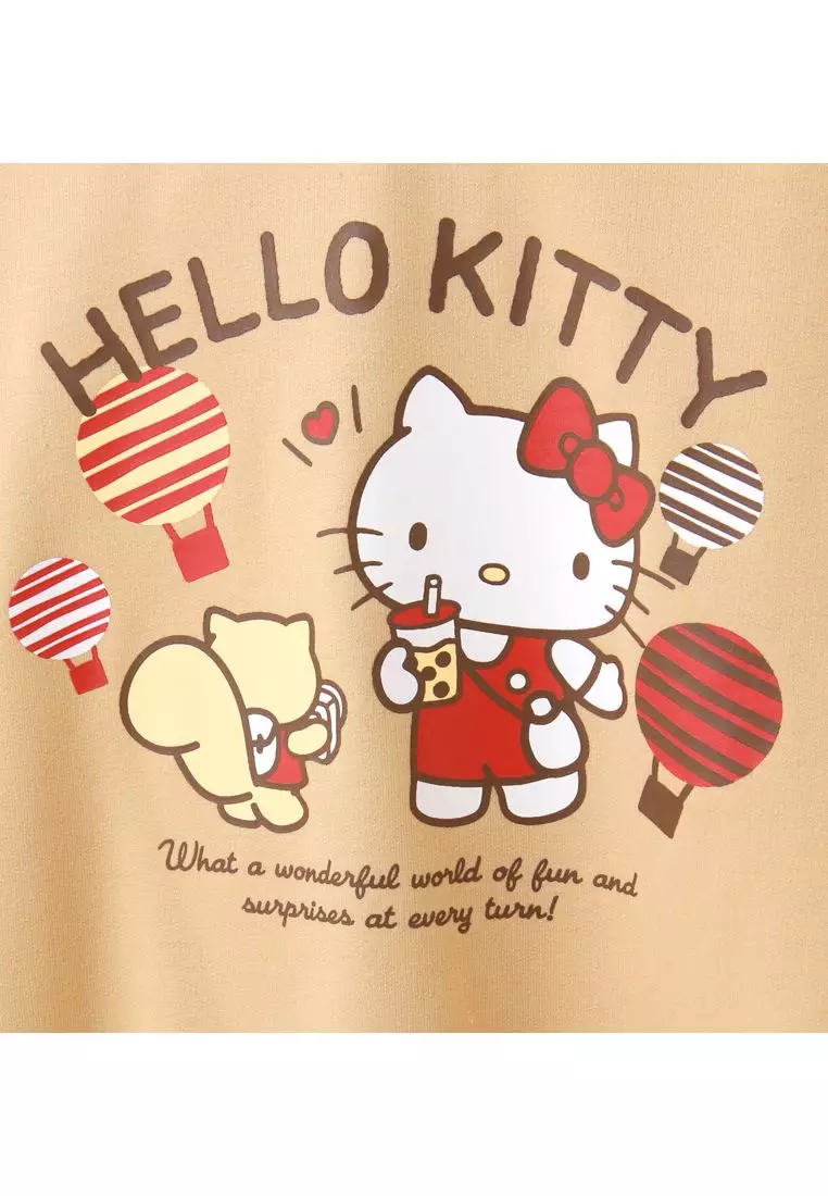 玩轉百tee．KITTY環島台灣羅紋配色連帽大學T《KB1440》