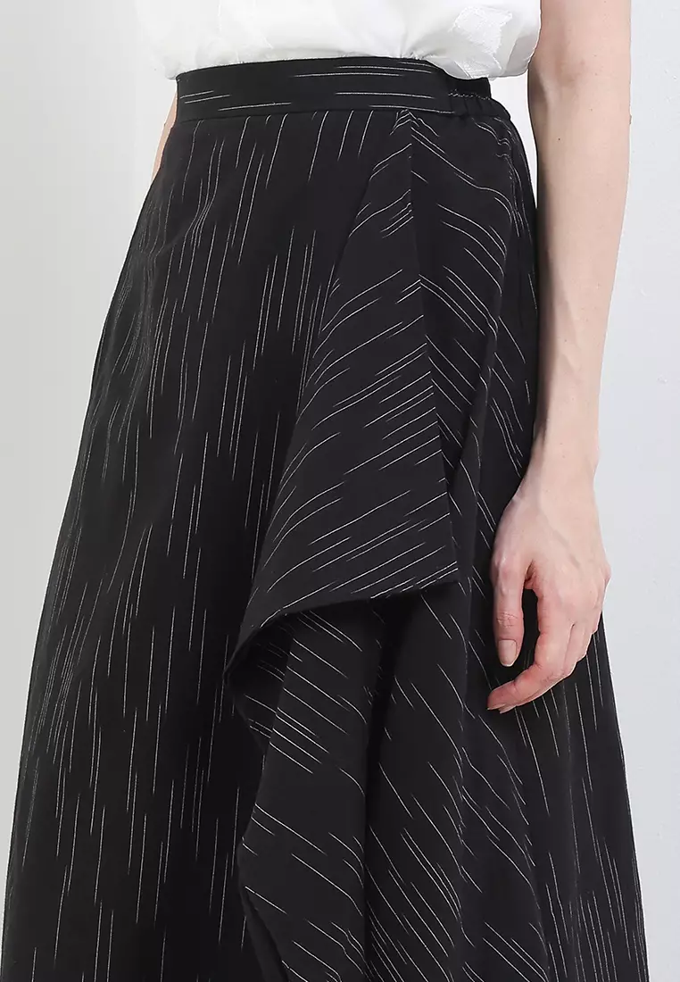 Rok Basic Bawahan Wanita Katun Lurik Garutan Eksklusive Janatri Skirt Jayatri Black