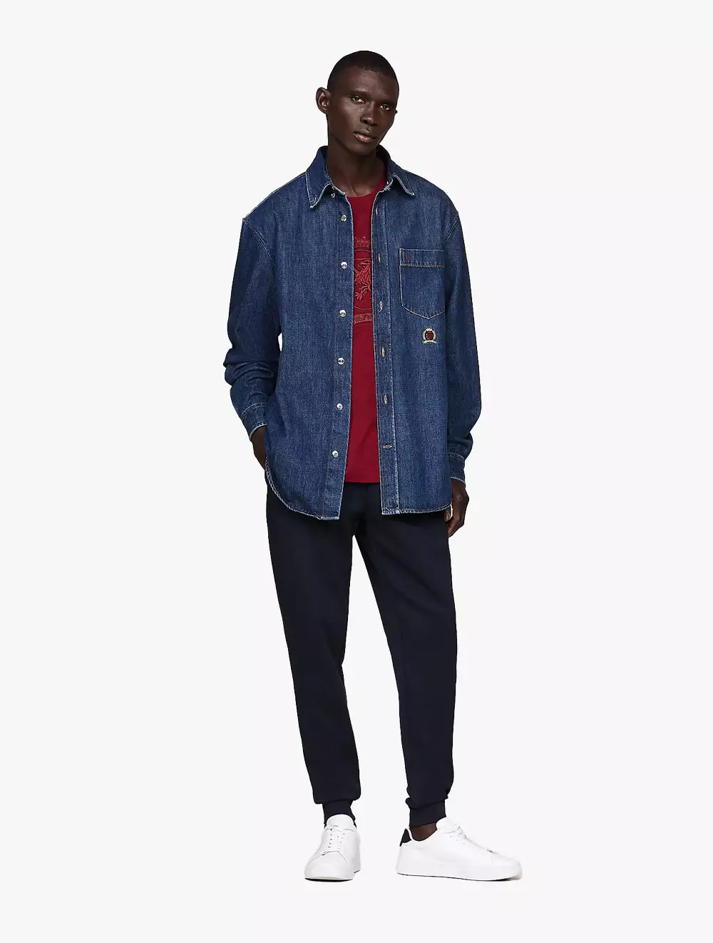 TOMMY HILFIGER - Intechno Knit Cuffed Leg Joggers - Navy - Navy