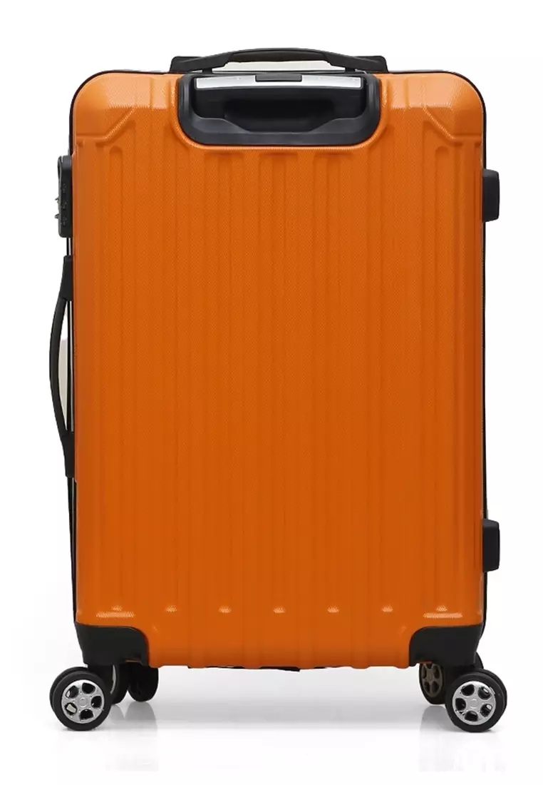 Isvara Tas Koper Hardcase Unisex One Set Suitcase Number Code Combination Lock Large Compartment Material ABS+PVC Coated ORIGINAL - Orange