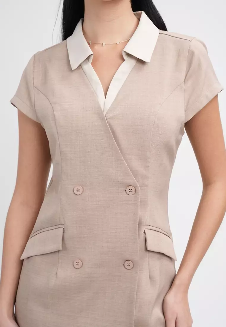 Nina Double-Breasted Collared Sheath Dress
