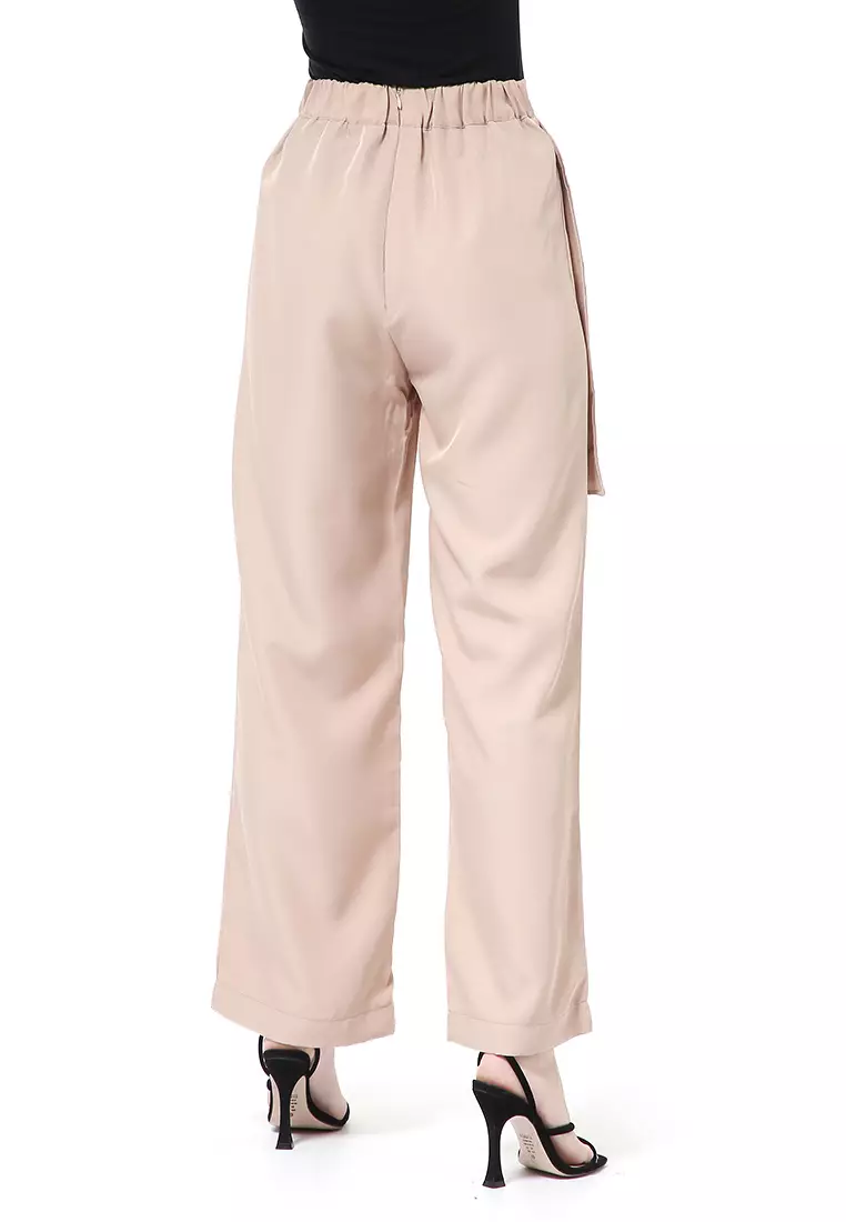 Stella Long Pants Celana Panjang Kasual Wanita Model Pocket Material Cotton ORIGINAL - Cream
