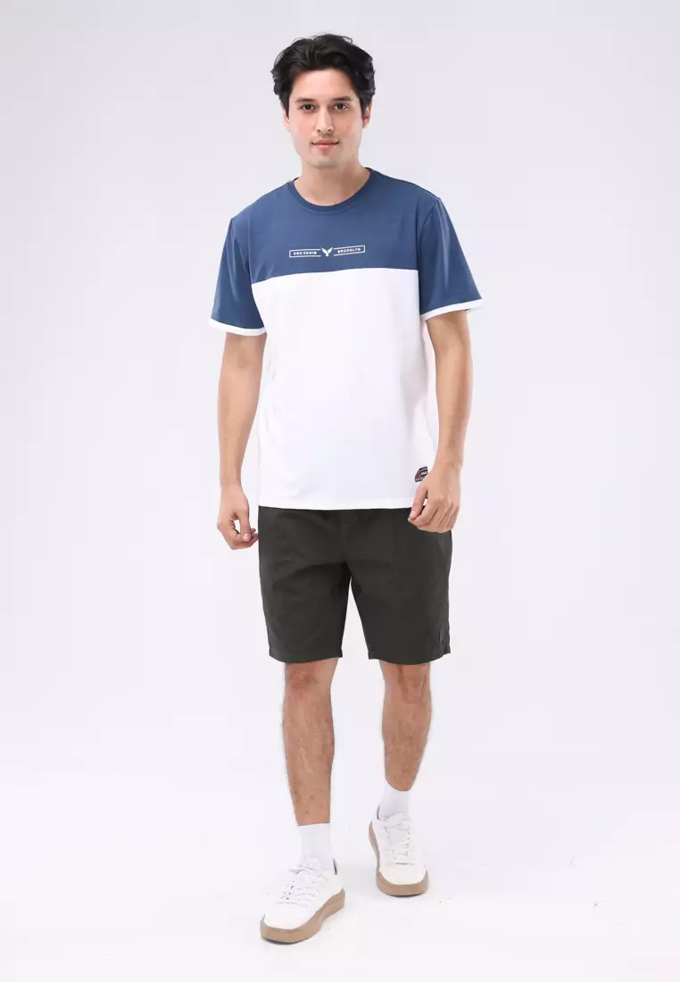 Round Neck Streaky Short Sleeves