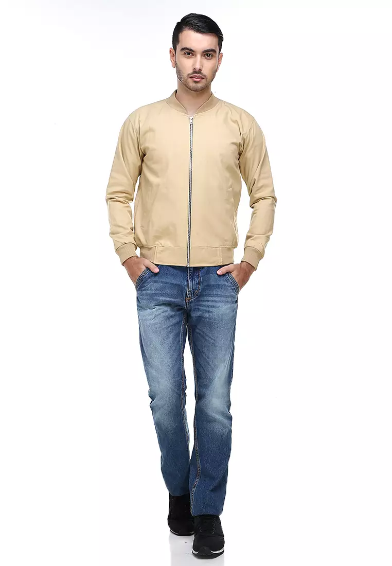 Jems Jaket Bomber Pria & Wanita Deluxe Jacket Material Canvas Baby Premium ORIGINAL - Cream