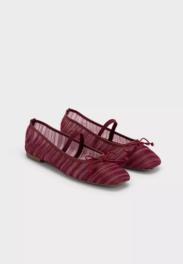 MESH PLEATED BALLET FLATS