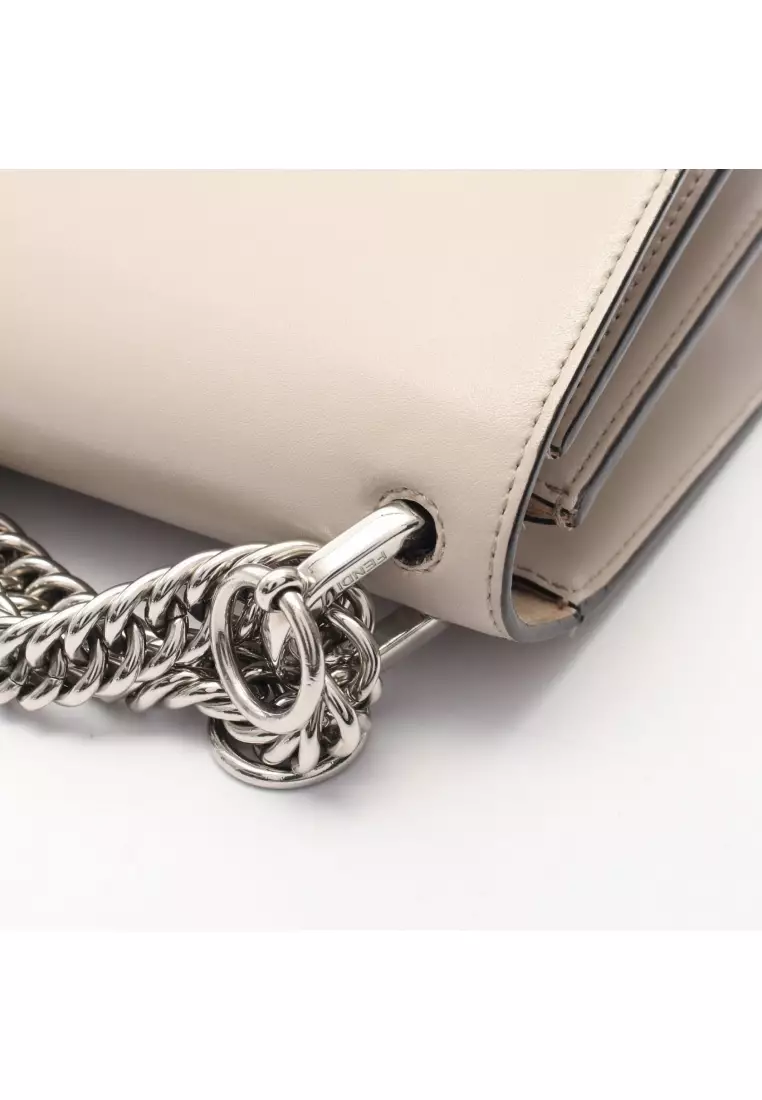 Pre-Loved Fendi MINI KAN I mini KAN I chain shoulder bag leather beige